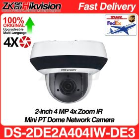 Hikvision PTZ 4MP IP Camera DS-2DE2A404IW-DE3 IR PoE Security Camera Built-in MIC 4X Optical Zoom 2.8-12MM Video Surveillance (Sensor Size: Original NO WiFi, Focus: 2.7-13.5mm)