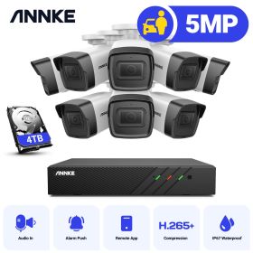 ANNKE 5MP H.265+ Super HD PoE Network Video Security System 8pcs 2.8mm IP67 Outdoor POE IP Cameras Plug &Play PoE Camera NVR Kit (Build-in HDD: nan)