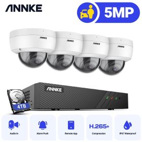 ANNKE 5MP PoE IP Security Camera System 4pcs Dome Cameras 6MP NVR Night Vision Mic IP67 Outdoor Indoor CCTV Surveillance (Color: 8CH 4Pcs Camera, Build-in HDD: nan)