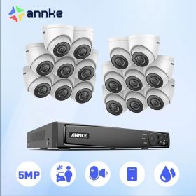 ANNKE 16CH FHD 5MP POE Video Security System H.265+ 8MP NVR With 16X 5MP Weatherproof Surveillance POE Cameras With Audio Record (Build-in HDD: 4T)
