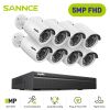 SANNCE 5MP POE Video Surveillance Cameras System 8CH H.264+ 8MP NVR Recorder 3MP Security Cameras Audio Recording POE IP Cameras