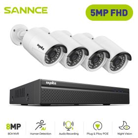 SANNCE 5MP POE Video Surveillance Cameras System 8CH H.264+ 8MP NVR Recorder 3MP Security Cameras Audio Recording POE IP Cameras (Color: I51FQ04, Build-in HDD: 1T)