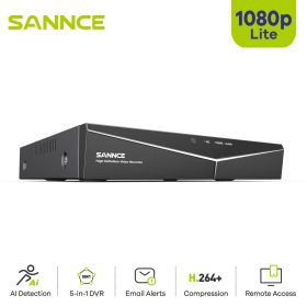 SANNCE 8CH 5IN1 1080N CCTV DVR Digital Video Recorder Home Security Surveillance System 1080P Lite HD H.264+ P2P Remote Access (Build-in HDD: 1T, Video Input: 8CH)
