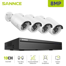 SANNCE 5MP POE Video Surveillance Cameras System 8CH H.264+ 8MP NVR Recorder 3MP Security Cameras Audio Recording POE IP Cameras (Color: I91FQ04, Build-in HDD: nan)