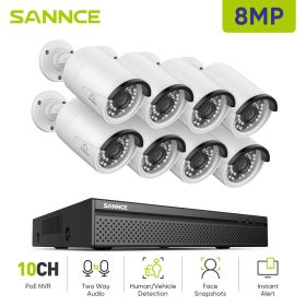 SANNCE 5MP POE Video Surveillance Cameras System 8CH H.264+ 8MP NVR Recorder 3MP Security Cameras Audio Recording POE IP Cameras (Color: I91FQ08, Build-in HDD: nan)