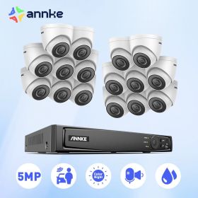 ANNKE 5MP POE Video Surveillance System 16CH H.265+ NVR 5MP Security Cameras CCTV Kit Audio Recording outdoor camera set kit (Build-in HDD: 2T)