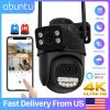 4K 8MP Security Camera Wifi PTZ Dual Lens Dual Screens Outdoor Surveillance Camera P2P Remote Access Home Security Protection
