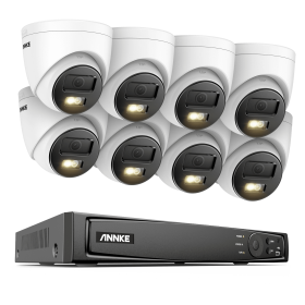 Annke 8CH 8MP NVR Dual Light Audio Fixed Bullet Camera Human Vehicle Detection HD IP Security Camera Poe CCTV Video Surveillance (Color: 8CH 8Pcs Kits I51EM, Build-in HDD: 4T)
