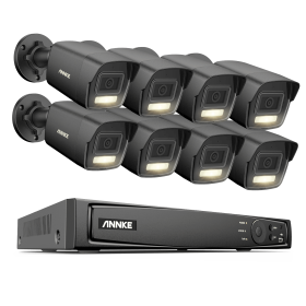Annke 8CH 8MP NVR Dual Light Audio Fixed Bullet Camera Human Vehicle Detection HD IP Security Camera Poe CCTV Video Surveillance (Color: 8CH 8Pcs Kits I51EG, Build-in HDD: 2T)