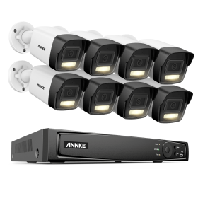 Annke 8CH 8MP NVR Dual Light Audio Fixed Bullet Camera Human Vehicle Detection HD IP Security Camera Poe CCTV Video Surveillance (Color: 8CH 8Pcs Kits I51EL, Build-in HDD: 2T)