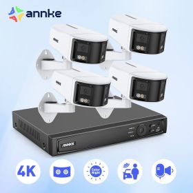 ANNKE Smart Home 4K Video Security Camera System Kit 8CH NVR 180° Dual Lens Security IPC PoE Camera Outdoor 2/4PCS 8MP POE Cam (Color: 4pcs With NVR, Build-in HDD: nan)