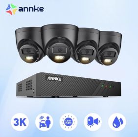 ANNKE 8CH Ultra HD POE Security Cameras CCTV Kit 8MP NVR Recorder With 3K Video Surveillance System Built-in Mic IK08 Ip camera (Color: 4Pcs Camera, Build-in HDD: nan)