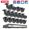 ZOSI 16CH 2MP Video Surveillance System H.265+ 16Channel HD-TVI CCTV DVR with 1080P Outdoor Indoor Night Vision Security Cameras