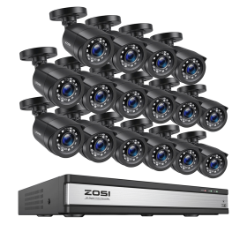 ZOSI 1080P CCTV Security Camera System 16CH H.265+ DVR Outdoor Wired Camera Smart Motion Dectection Home Video Surveillance kit (Color: 16CH DVR x 16 Cams, Build-in HDD: 2T)