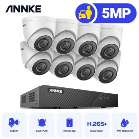 ANNKE 5MP POE Video Surveillance Kit 8CH 6MP H.265+ NVR Security Protection Camera Weatherproof Audio POE Camera CCTV System (Build-in HDD: 4T)