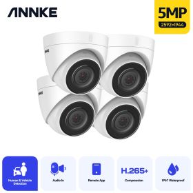 ANNKE 5MP H.265+ 16CH PoE Network Video Security System 8pcs 2.8mm Lens IP67 Outdoor POE IP Cameras Plug & Play PoE Camera Kit (Color: 4 Pcs Camera, Build-in HDD: nan)