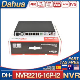 Original Dahua 12MP 16CH 1U 16POE 2HDDs NVR NVR2216-16P-I2 Network WizSense Video Recorder Connected to Third-party Camera (Build-in HDD: 4T, Video Input: 16CH)