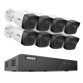 ANNKE 5MP H.265+ Super HD PoE Network Video Security System 8pcs Waterproof Outdoor POE IP Cameras White Dome PoE Camera Kit (Color: 8CH NVR 8PCS Camera, Build-in HDD: 4T)