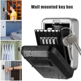 Wall Mount Key Storage Secret Box Organizer 4 Digit Combination Password Security Code Lock No Key Home Key Safe Box caja fuerte (Color: A)
