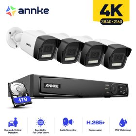 ANNKE H800 4K Ultra HD PoE Network Video Security System 8CH 8MP H.265 Surveillance NVR 4x4K HD IP67 POE CCTV POE IP Cameras Kit (Build-in HDD: nan)