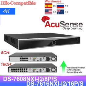 HIK 4K 8CH 16CH Poe NVR replace DS-7608NXI-I2/8P/S DS-7616NXI-I2/16P/S AcuSense CCTV Surveillance Video Recorder for IP Camera (Build-in HDD: 2T, Video Input: 16CH)
