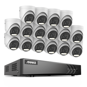 ANNKE 16CH 5MP Lite Security Camera System H.265+ DVR Surveillance 5MP PIR Outdoor Dome Cameras IP67 Weatherproof Security Kit (Color: 16CH 16PCS Kit, Build-in HDD: 2T)