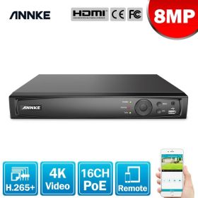 ANNKE 4K 16CH POE Video Recorder 4K H.265+ NVR For HD POE 2MP 4MP 5MP 8MP IP POE Camera Home Surveillance Security Motion Detect (Build-in HDD: 4T)