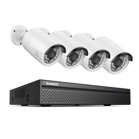 SANNCE 5MP 8CH CCTV Video Security Outdoor Night vision Waterproof IP Camera Control Surveillance System POE H.264+ 8CH NVR Kit (Color: 4Pcs 8MP Camera, Build-in HDD: 1T)