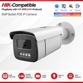 4K Full Color Night Camera 8MP ColorVu Bullet Security Camera 5MP PoE Built-in Mic Video Surveillance Hikvision Protocol (Sensor Size: 5MP Full Color, Focus: 3.6mm)