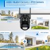 4K 8MP Security Camera Wifi PTZ Dual Lens Dual Screens Outdoor Surveillance Camera P2P Remote Access Home Security Protection
